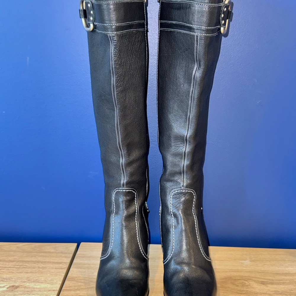 Bally Y2K Black Leather Knee High Boots | Pointed Toe | 3” Heel | EU 36.5 - Picture 2 of 15